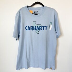 NEW Carhartt Relaxed Fit Heavyweight Short Sleeve Texas T-Shirt Mens Large Blue